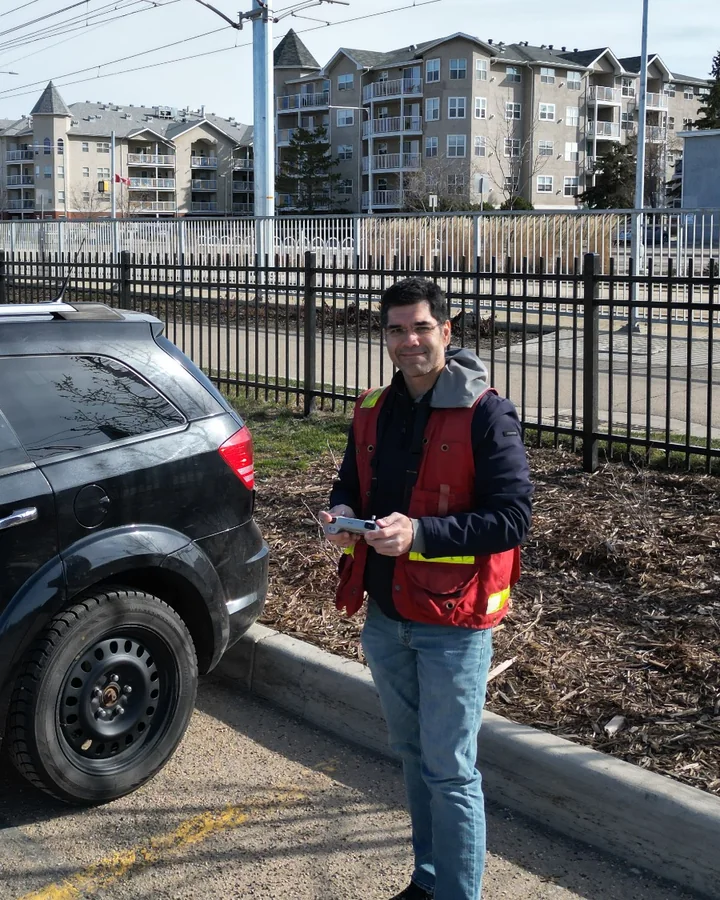 Clayton capturing drone footage in Edmonton